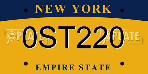 0ST220 New York License Plate