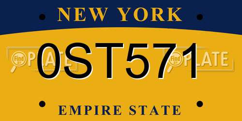 0ST571 New York License Plate