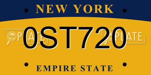 0ST720 New York License Plate