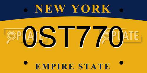 0ST770 New York License Plate