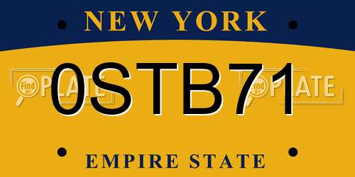 0STB71 New York License Plate