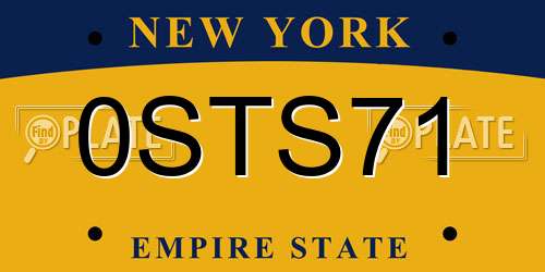 0STS71 New York License Plate