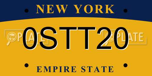 0STT20 New York License Plate