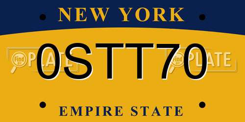 0STT70 New York License Plate