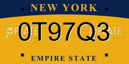 0T97Q3 New York License Plate