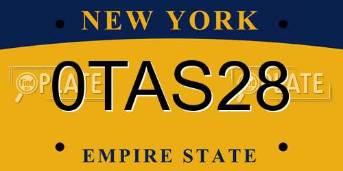0TAS28 New York License Plate