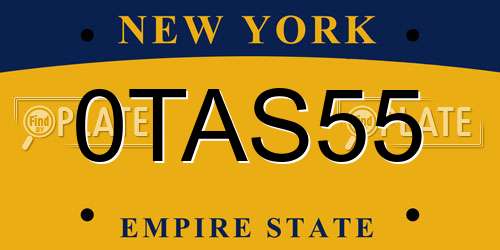 0TAS55 New York License Plate