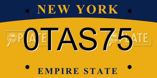 0TAS75 New York License Plate