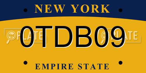 0TDB09 New York License Plate