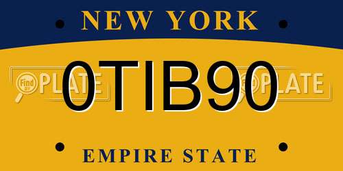 0TIB90 New York License Plate