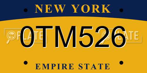 0TM526 New York License Plate