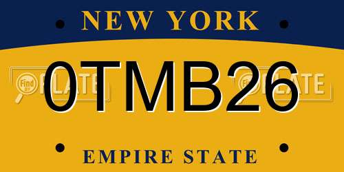 0TMB26 New York License Plate