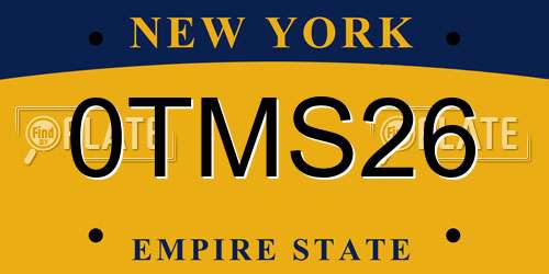 0TMS26 New York License Plate