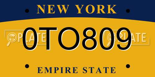 0TO809 New York License Plate