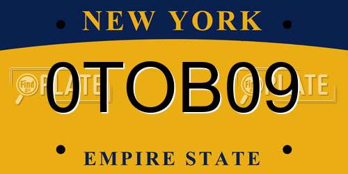 0TOB09 New York License Plate