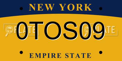0TOS09 New York License Plate
