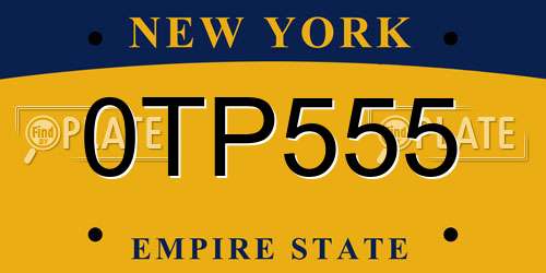0TP555 New York License Plate