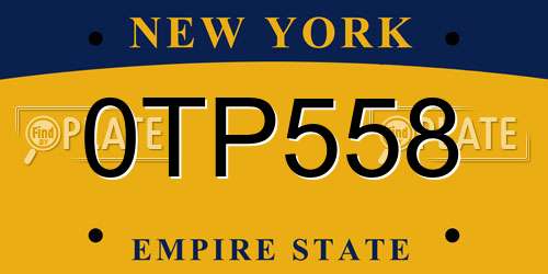 0TP558 New York License Plate