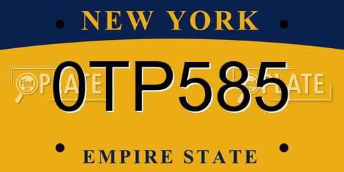 0TP585 New York License Plate
