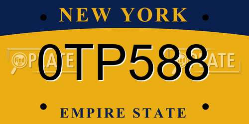 0TP588 New York License Plate