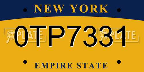 0TP7331 New York License Plate