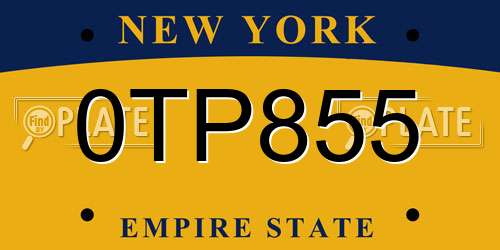 0TP855 New York License Plate