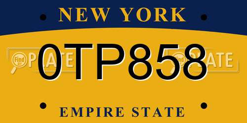 0TP858 New York License Plate