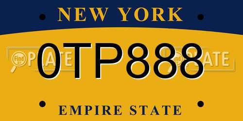0TP888 New York License Plate