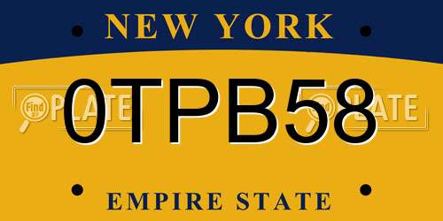 0TPB58 New York License Plate