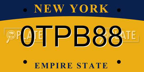 0TPB88 New York License Plate