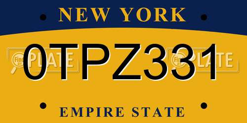 0TPZ331 New York License Plate