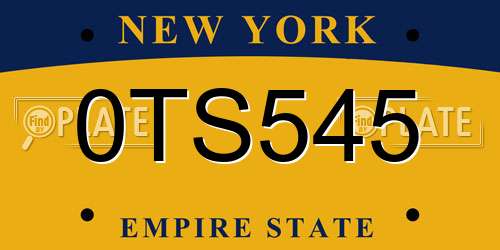 0TS545 New York License Plate