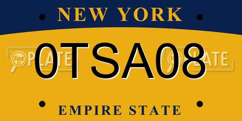 0TSA08 New York License Plate