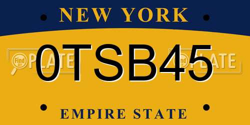 0TSB45 New York License Plate