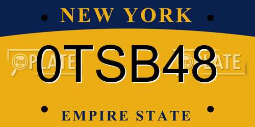 0TSB48 New York License Plate