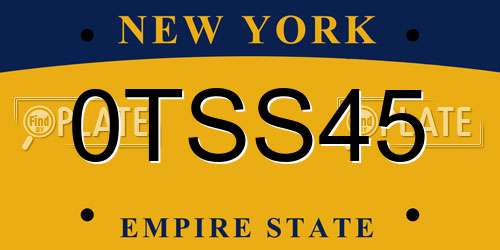 0TSS45 New York License Plate