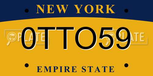 0TTO59 New York License Plate