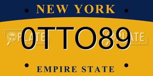 0TTO89 New York License Plate