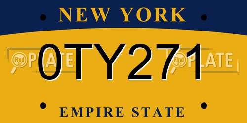 0TY271 New York License Plate