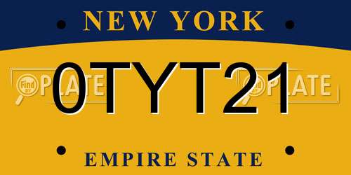 0TYT21 New York License Plate