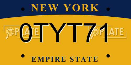 0TYT71 New York License Plate