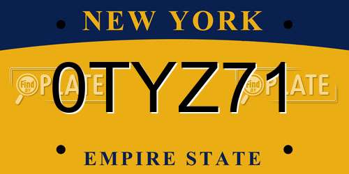 0TYZ71 New York License Plate