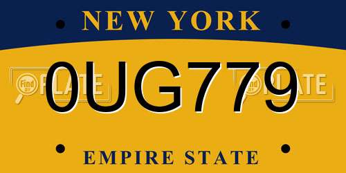 0UG779 New York License Plate