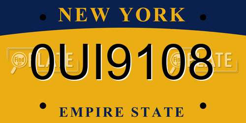 0UI9108 New York License Plate