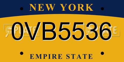 0VB5536 New York License Plate