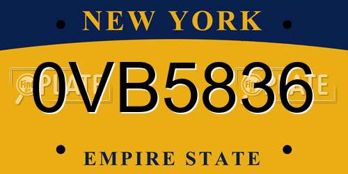 0VB5836 New York License Plate