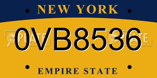 0VB8536 New York License Plate