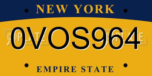 0VOS964 New York License Plate