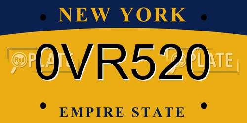 0VR520 New York License Plate