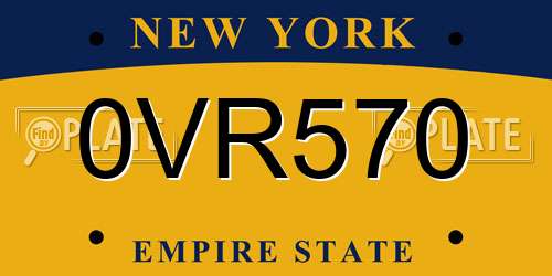 0VR570 New York License Plate